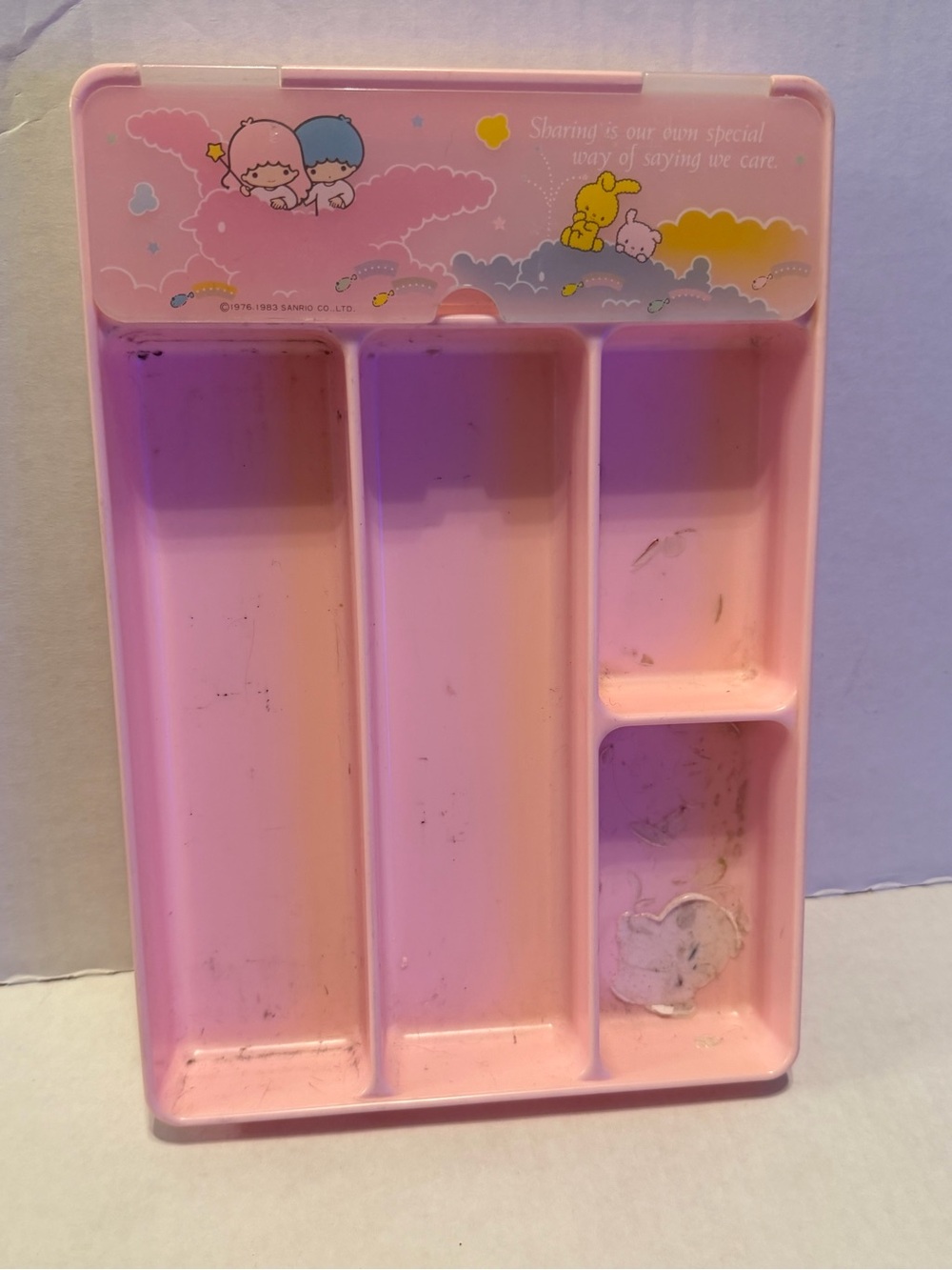 Vintage Sanrio Little Twin Stars Pink Compartment Tray 1983